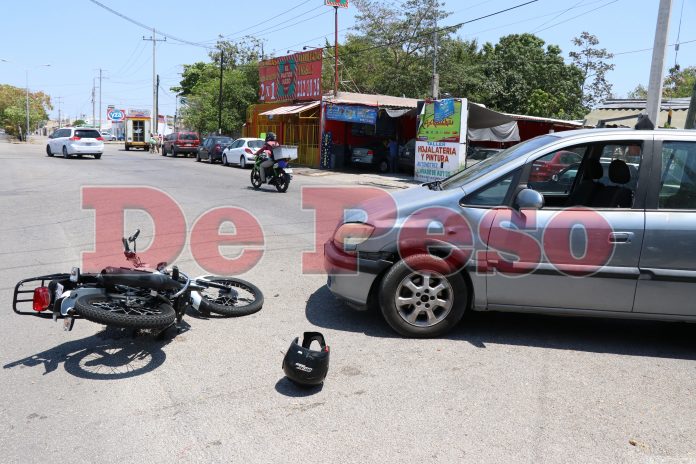 choque contra moto en fraccionamiento Brisas de Mérida