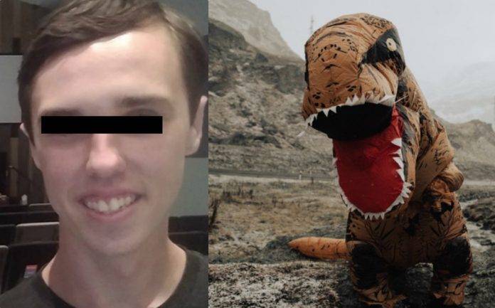 Disfrazado de tiranosaurio rex intentó ahorcar a su  novia en Florida