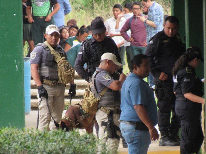 Los caninos policiacos se dieron gusto olfateando a sus anchas, pero al parecer no encontraron nada ilegal