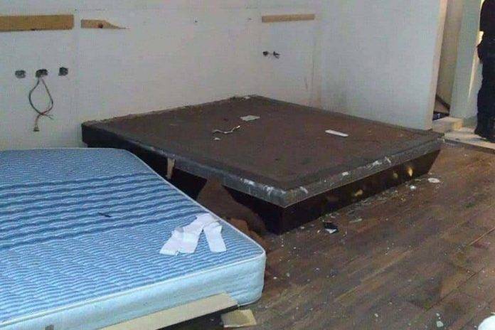 Se volvió loco y destrozó una habitación de hotel