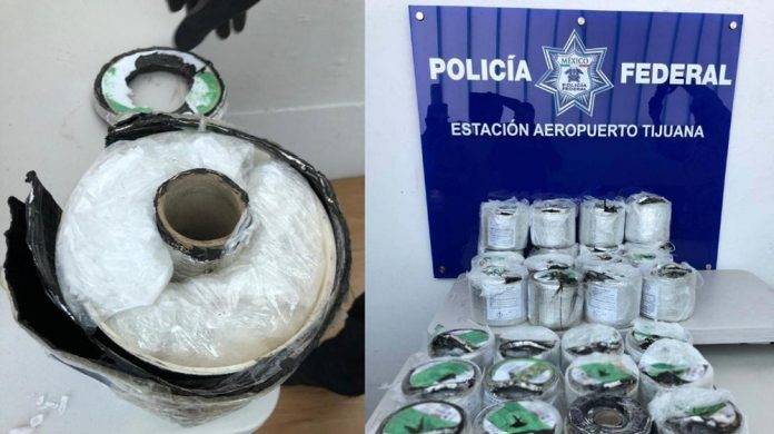 Aseguran 65 kilos de droga escondida en impermeabilizante