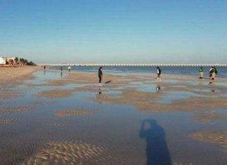 ¡Uay! El agua de mar se aleja de la playa en Progreso Vecinos de Progreso se mostraron sorprendidos por el fenómeno. (Foto: Break Mérida)