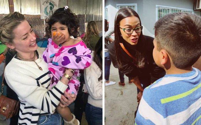 Actrices de 'Aquamán' y 'Guardianes de la Galaxia' visitan a inmigrantes