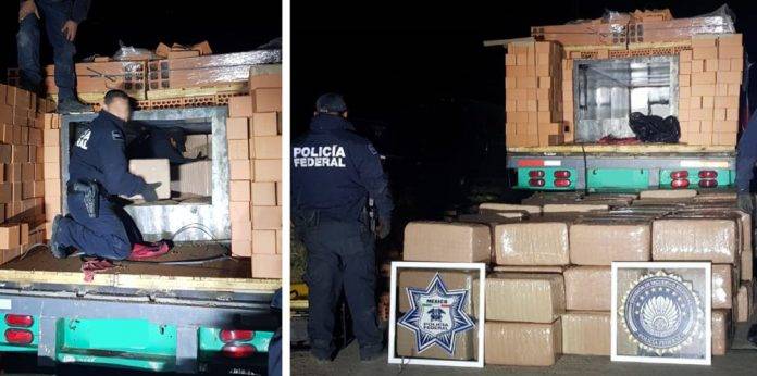 Camión llevaba más de una tonelada de mota escondida entre ladrillos