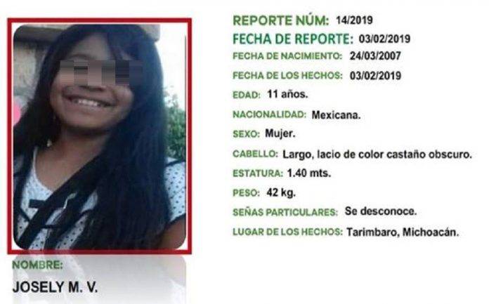 Hallan muerta a niña de 11 años desaparecida