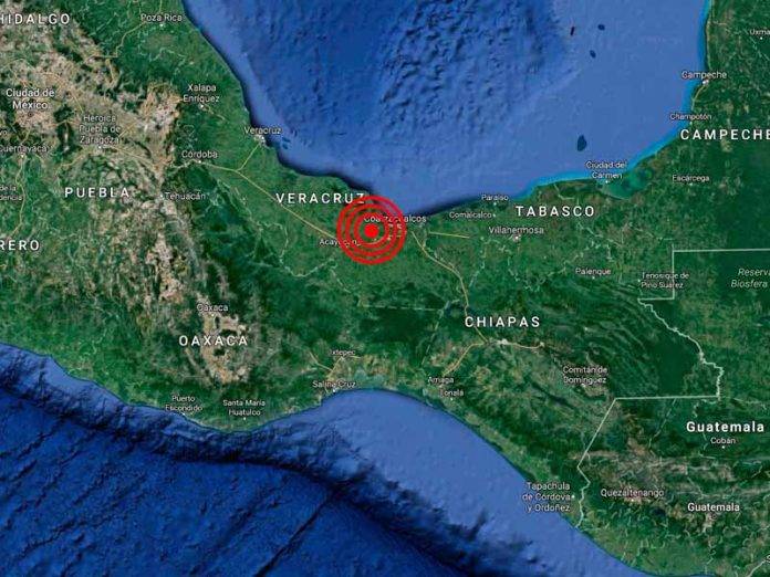 El Servicio Sismológico Nacional informó sobre un sismo en Las Choapas, Veracruz