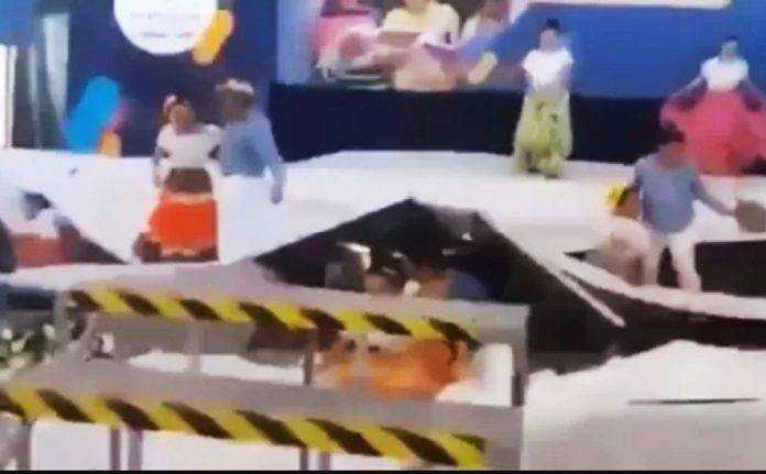 Se desploma templete durante zapateado de bailarines (Video)