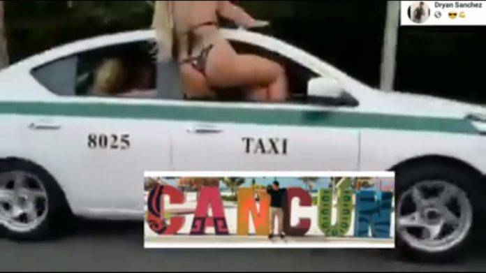 Turista perrea en la ventana de un taxi en movimiento (Video)