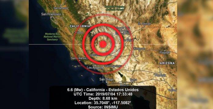 Reportan sismo magnitud 6.4 en California, EU