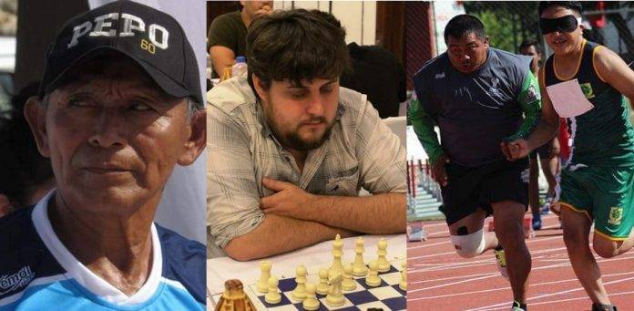 De izquierda a derecha: Pedro Pool, promotor deportivo; Luis Ibarra, ajedrecista; y Russel Tuz, entrenador