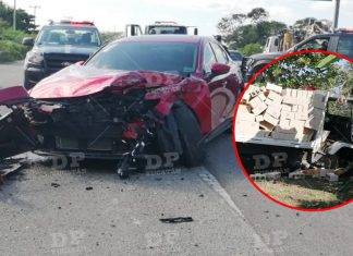 Motul: conductora da vuelta imprudentemente y la choca un camión de materiales; hay 3 lesionados?