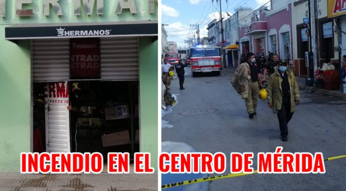 INCENDIO CENTRO MERIDA ZAPATERIA