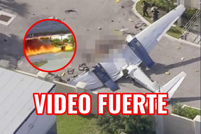 Captan escalofriante video de avioneta que cae directo sobre un coche