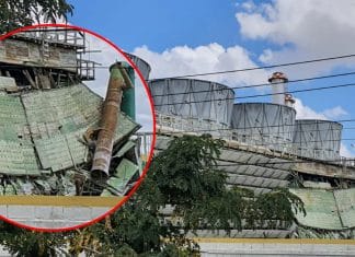Colapsa torre de enfriamiento de la CFE en Mérida; la paraestatal responde