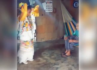 Espiteña se «roba el show» al bailar jarana a su bisabuelo (video)