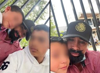 Mujer se disfraza y asiste a festival de sus hijos por el Día del Padre